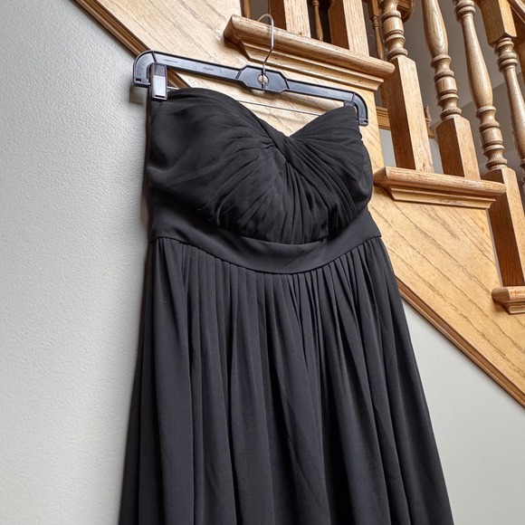Jenny Yoo Collection Black Strapless Chiffon Bridesmaid Maxi Formal Gown Dress 6 - Picture 4 of 10
